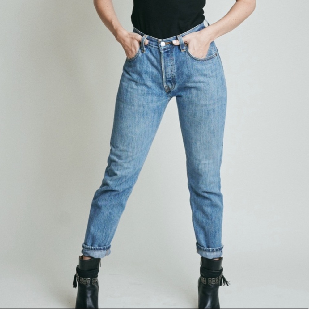 Re/Done stove pipe crop Jean 100% cotton